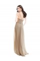 Champagne Trapèze Col Haut Mousseline Longue Robes demoiselle d'honneur Pas Cher