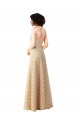 Champagne Trapèze Dentelle Longue Robes demoiselle d'honneur Pas Cher