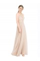 Champagne Trapèze Licou Col Haut Mousseline Dentelle Longue Robes demoiselle d'honneur / Robes de bal Pas Cher