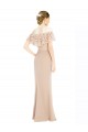 Champagne Trapèze Épaule Dénudée Mousseline Dentelle Longue Robes demoiselle d'honneur / Robes de bal Pas Cher