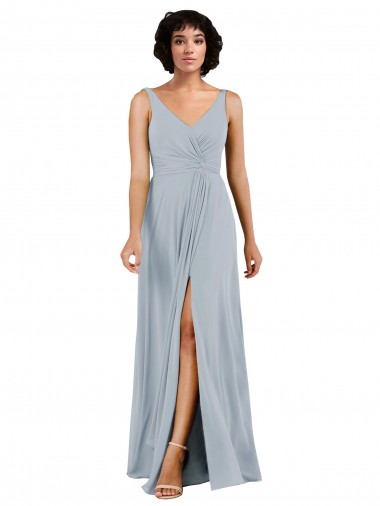 Colonne Col V Mousseline Longue Robes demoiselle d'honneur Pas Cher