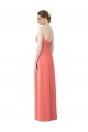 Corail Trapèze Sans bretelle Mousseline Longue Robes demoiselle d'honneur Pas Cher