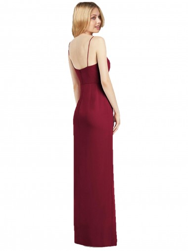 Corail Trompette Bretelles spaghetti Col V Mousseline Longue Robes demoiselle d'honneur
