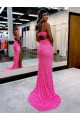 Couleur affichée Fourreau Col V Balayage train Paillettes Velours Longue Robes de bal Pas Cher