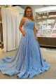 Couleur affichée Trapèze Scoop Traîne moyenne Paillettes Velours Longue Robes de bal Pas Cher