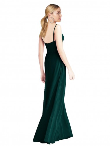 Evergreen Trapèze Bretelles spaghetti Col V Mousseline Longue Robes demoiselle d'honneur