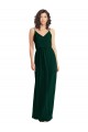 Evergreen Trapèze Col V Mousseline Longue Robes demoiselle d'honneur Pas Cher