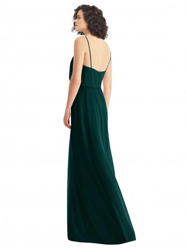 Evergreen Trapèze Col V Mousseline Longue Robes demoiselle d'honneur
