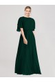 Evergreen Trapèze Col rond Mousseline Longue Robes demoiselle d'honneur Pas Cher
