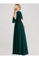 Evergreen Trapèze Col rond Mousseline Longue Robes demoiselle d'honneur Pas Cher