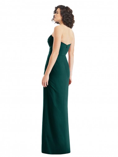 Evergreen Trapèze Sans bretelle Mousseline Longue Robes demoiselle d'honneur