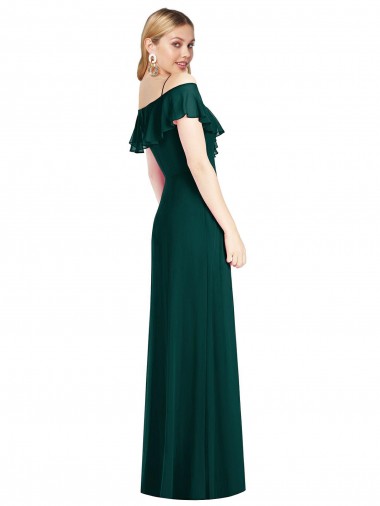 Evergreen Trompette Bretelles spaghetti Mousseline Longue Robes demoiselle d'honneur