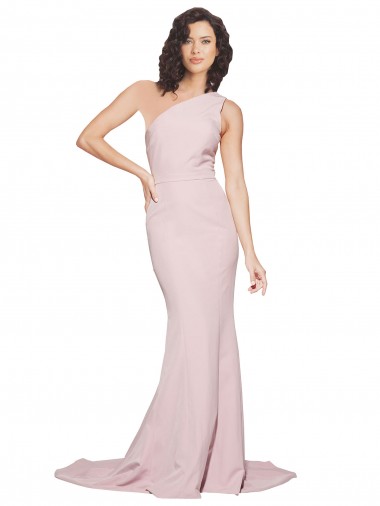 Fourreau Balayage train Crêpe Stretch Longue Robes demoiselle d'honneur / Robes de bal Pas Cher