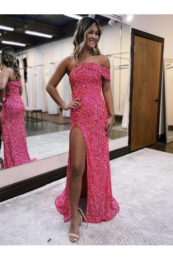 Fourreau Balayage train Paillettes Velours Longue Robes de bal Pas Cher