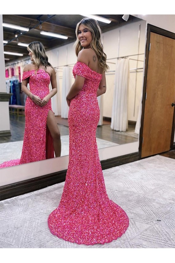 Fourreau Balayage train Paillettes Velours Longue Robes de bal Pas Cher