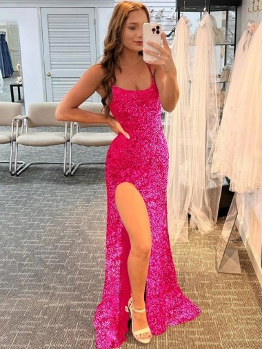 Fourreau Bretelles spaghetti Balayage train Paillettes Velours Longue Robes de bal Pas Cher