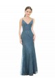 Fourreau Bretelles spaghetti Col V Dentelle Longue Robes demoiselle d'honneur Pas Cher