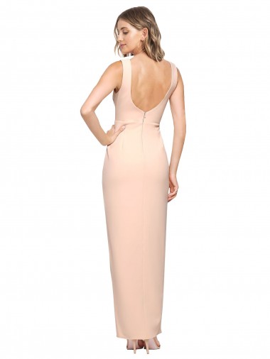Fourreau Col Carré Crêpe Stretch Longue Formelles Robes demoiselle d'honneur / Robes de soirée / Robes de bal