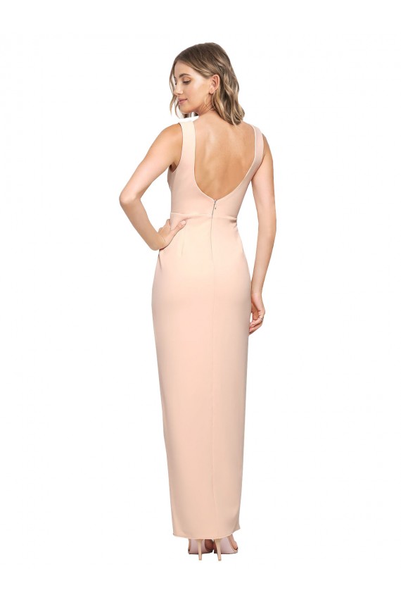 Fourreau Col Carré Crêpe Stretch Longue Formelles Robes demoiselle d'honneur / Robes de soirée / Robes de bal Pas Cher