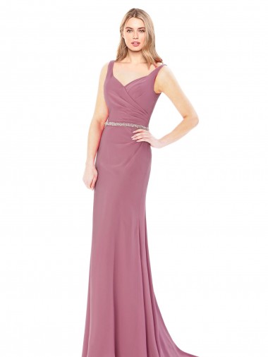 Fourreau Col Haut Mousseline Longue Robes demoiselle d'honneur / Robes de bal Pas Cher