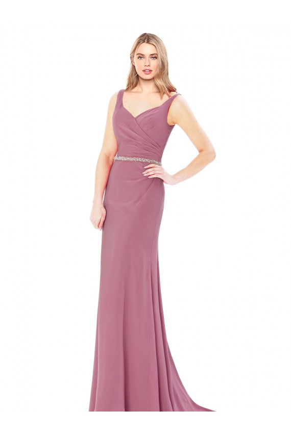 Fourreau Col Haut Mousseline Longue Robes demoiselle d'honneur / Robes de bal Pas Cher