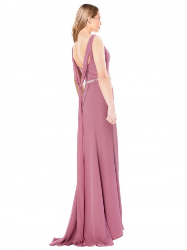 Fourreau Col Haut Mousseline Longue Robes demoiselle d'honneur / Robes de bal