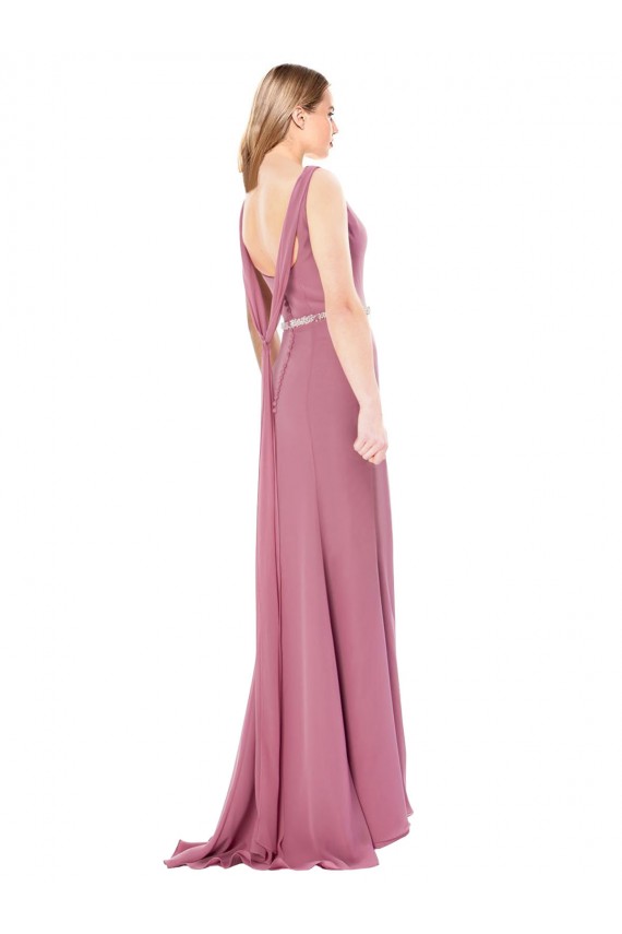Fourreau Col Haut Mousseline Longue Robes demoiselle d'honneur / Robes de bal Pas Cher
