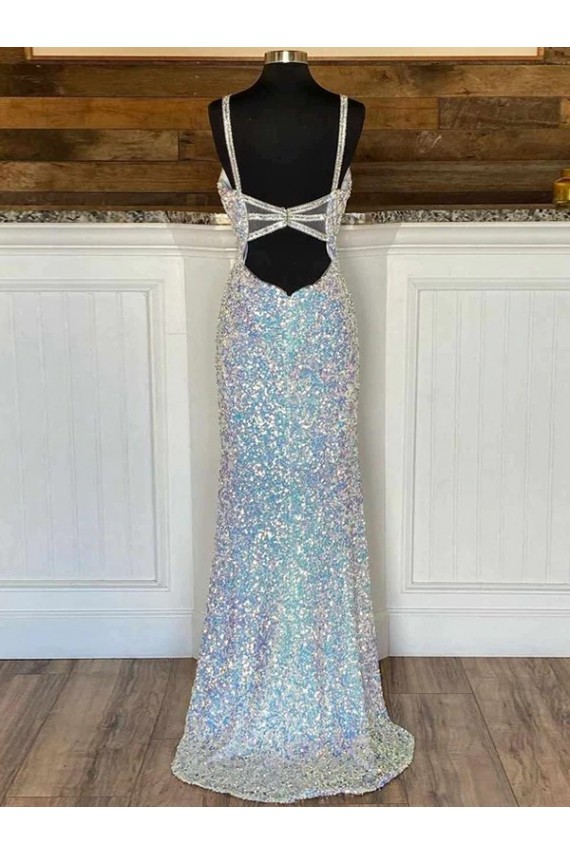 Fourreau Col V Balayage train Paillettes Velours Longue Robes de bal Pas Cher