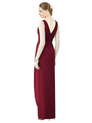 Fourreau Col V Mousseline Longue Robes demoiselle d'honneur