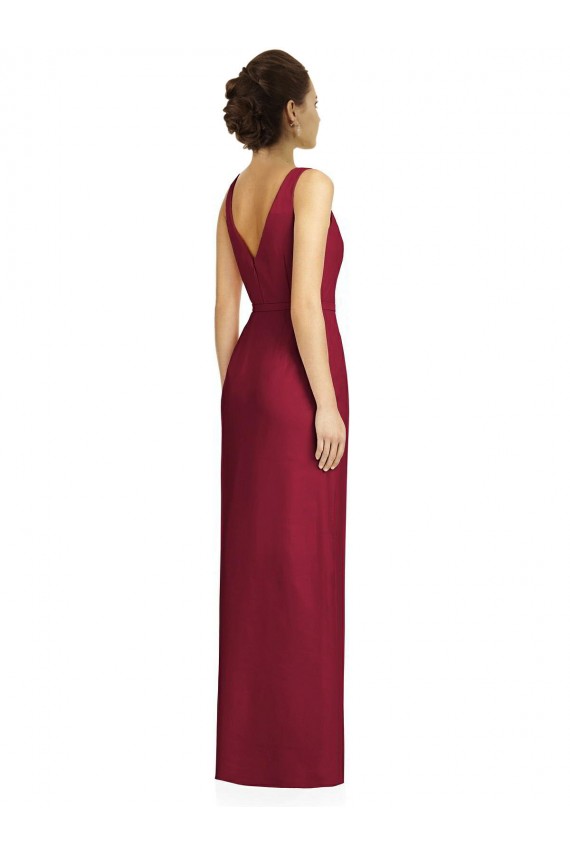 Fourreau Col V Mousseline Longue Robes demoiselle d'honneur Pas Cher