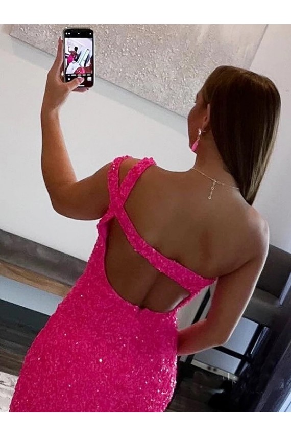 Fourreau Courte Paillettes Velours Courte Robes de bal Pas Cher