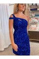 Fourreau Courte Paillettes Velours Courte Robes de bal Pas Cher