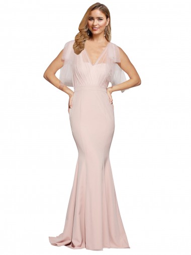 Fourreau Crêpe Stretch Tulle Longue Formelles Robes demoiselle d'honneur / Robes de soirée / Robes de bal Pas Cher