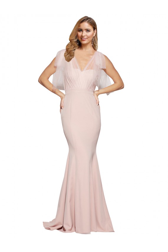 Fourreau Crêpe Stretch Tulle Longue Formelles Robes demoiselle d'honneur / Robes de soirée / Robes de bal Pas Cher