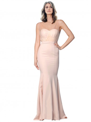 Fourreau Crêpe Stretch Tulle Longue Formelles Robes demoiselle d'honneur / Robes de soirée / Robes de bal Pas Cher