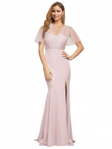 Fourreau Crêpe Stretch Tulle Longue Formelles Robes demoiselle d'honneur / Robes de soirée / Robes de bal Pas Cher