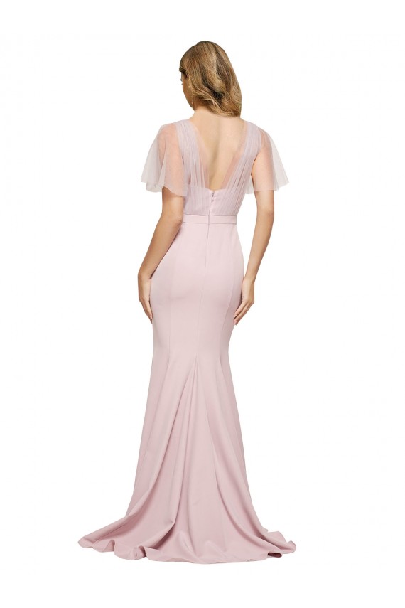 Fourreau Crêpe Stretch Tulle Longue Formelles Robes demoiselle d'honneur / Robes de soirée / Robes de bal Pas Cher