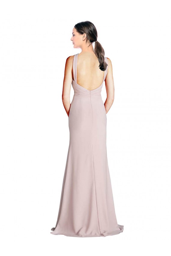 Fourreau Licou Col Haut Mousseline Longue Robes demoiselle d'honneur Pas Cher