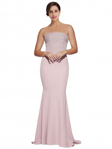 Fourreau Sans bretelle Balayage train Crêpe Stretch Longue Formelles Robes demoiselle d'honneur / Robes de soirée / Robes de bal Pas Cher