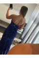 Fourreau Sans bretelle Balayage train Paillettes Velours Longue Robes de bal Pas Cher