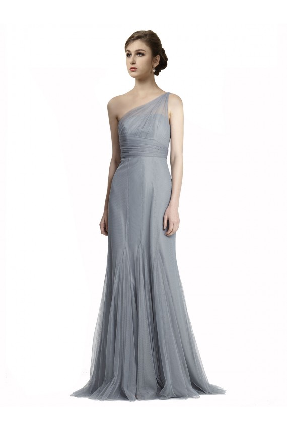 Gris ardoise Sirène Tulle Longue Robes demoiselle d'honneur Pas Cher