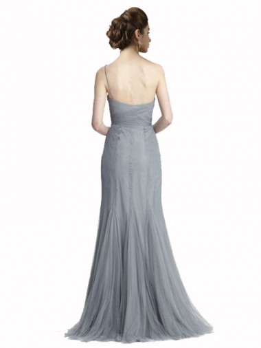 Gris ardoise Sirène Tulle Longue Robes demoiselle d'honneur
