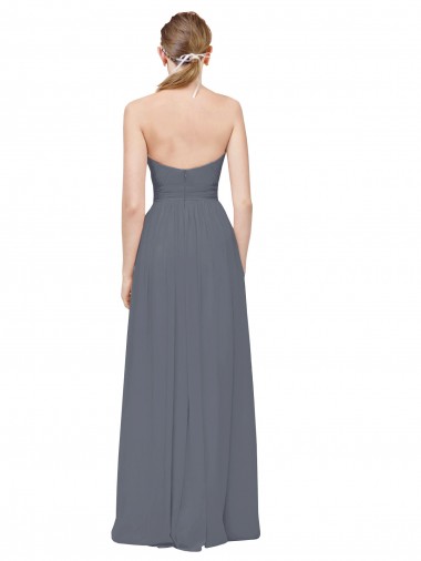 Gris ardoise Trapèze Mousseline Longue Robes demoiselle d'honneur