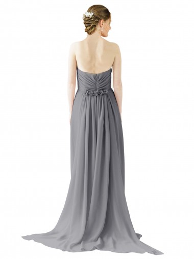 Gris ardoise Trapèze Mousseline Longue Robes demoiselle d'honneur