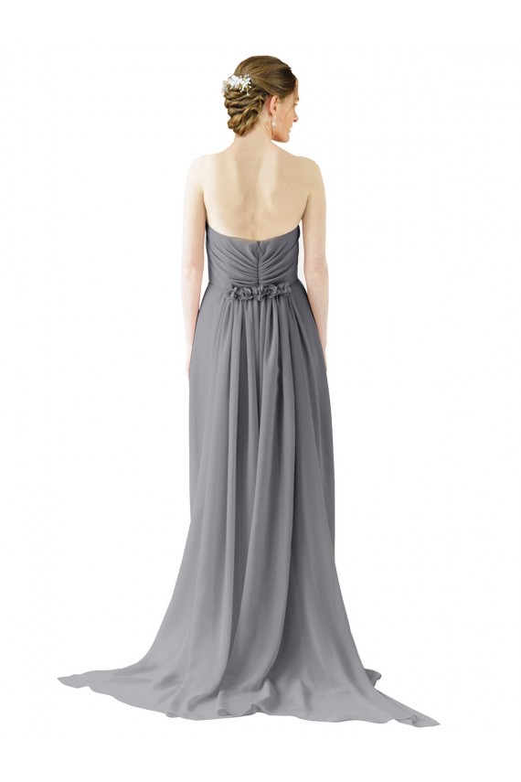 Gris ardoise Trapèze Mousseline Longue Robes demoiselle d'honneur Pas Cher