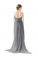 Gris ardoise Trapèze Mousseline Longue Robes demoiselle d'honneur Pas Cher