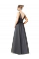 Gris ardoise Trapèze Tulle Longue Robes demoiselle d'honneur Pas Cher