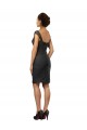 Gris ardoise Trapèze Épaule Dénudée Mousseline Dentelle Courte Robes demoiselle d'honneur / Robes de cocktail Pas Cher