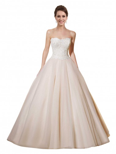 Ivoire & Champagne Princesse Tulle Dentelle Robes de mariée Pas Cher