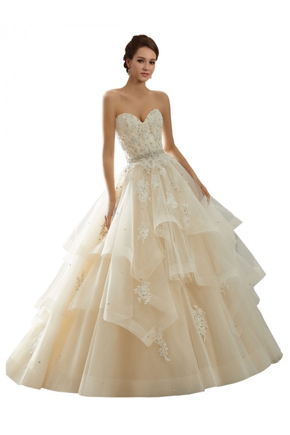 Ivoire & Champagne Princesse Tulle Dentelle Robes de mariée Pas Cher